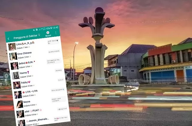ikon kota Babat dan tangkapan layar aplikasi Michat