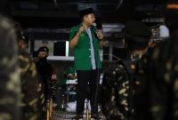 Ketua GP Ansor Jombang Taufiqi Assilahi Atau Gus Fiki Saat Memberikan Arahan ke Para Banser. (Istimewa)