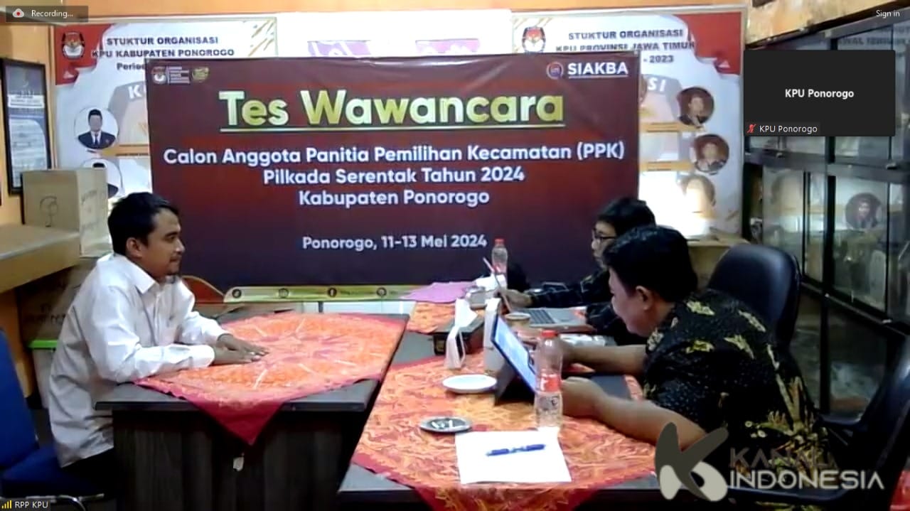 KPU Ponorogo Umumkan 105 Pendaftar PPK untuk Pilkada 2024 yang Lolos Tes Wawancara