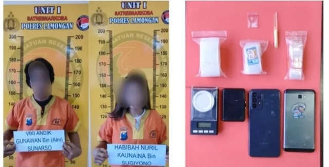 Edarkan Sabu, Sejoli Diringkus Satresnarkoba Polres Lamongan