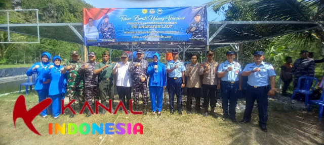 Lanal Pacitan Tebar 20.000 Benih Udang Vaname di Watu Mejo Mangrove Park