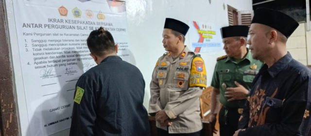 Cangkrukan Kamtibmas Polsek Cerme, Cetuskan Kesepakatan Damai Antar Perguruan Silat