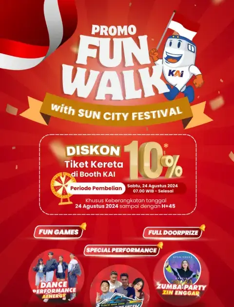KAI Daop 7 Madiun Berikan Diskon 10% di Acara “Merah Putih with Suncity Festival 2024