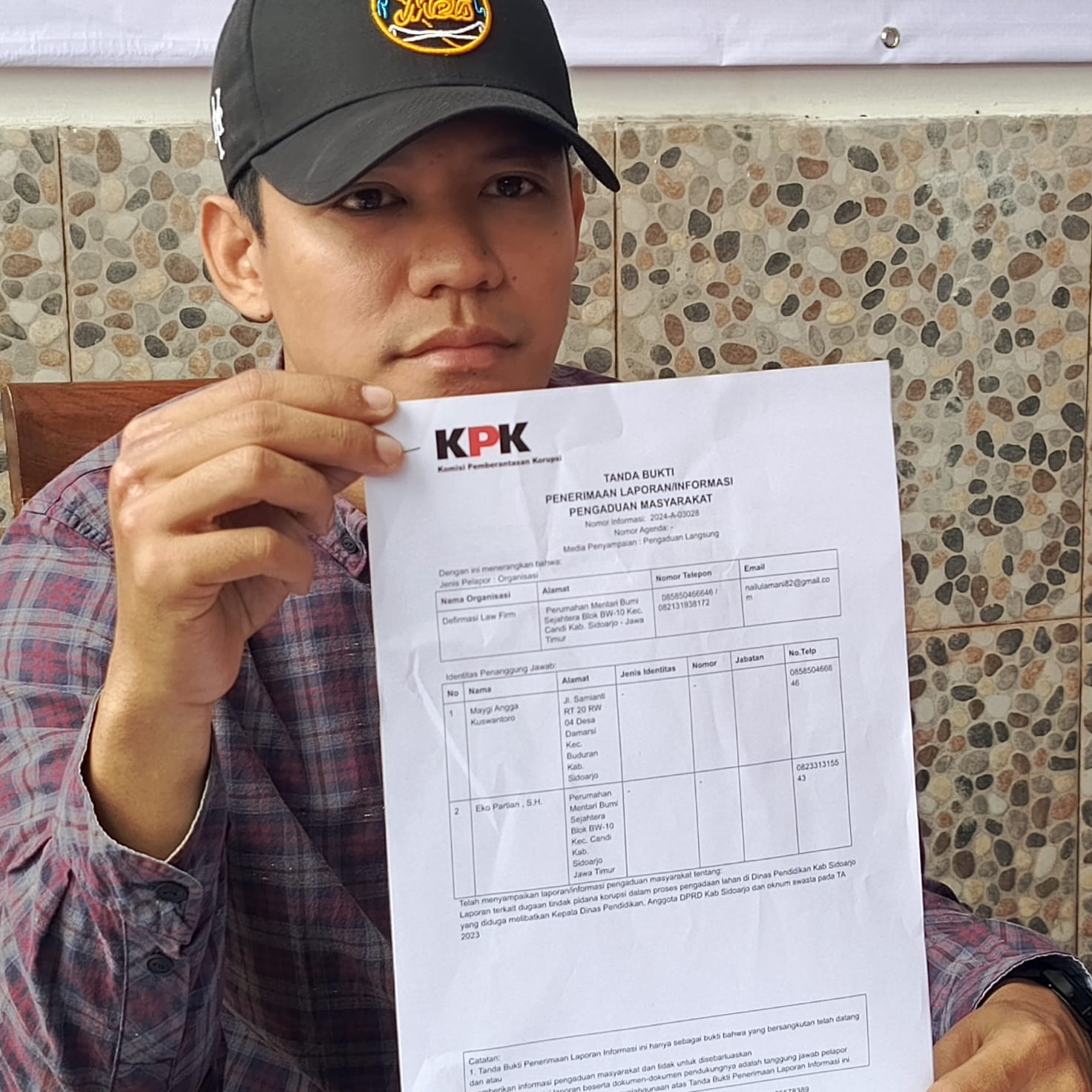 Pengadaan Tanah untuk SMK di Prambon Sidoarjo, Dilaporkan Defirmasi Law Firm ke KPK