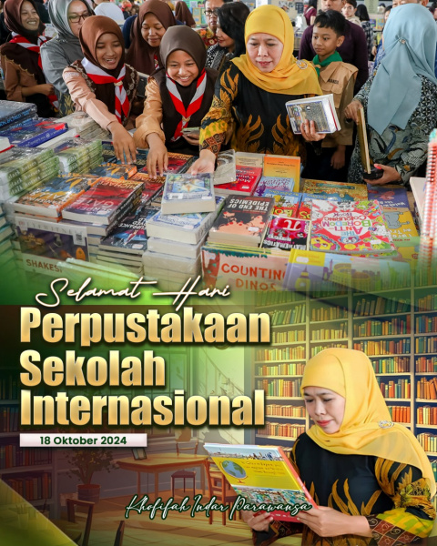 Hari Perpustakaan Sekolah Internasional, Khofifah Dorong Inovasi Digital di Perpustakaan untuk Tingkatkan Literasi Siswa