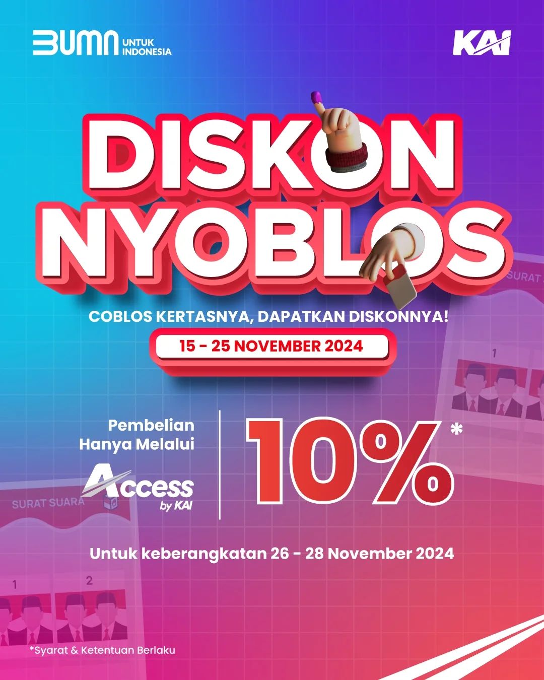 Beli Tiket Kereta Api Selama 15 sampai 25 November Lewat KAI Acces, Dapatkan Promo Diskon 10 Persen