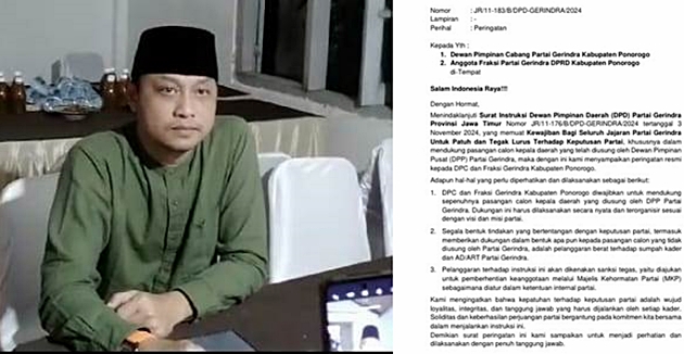 Peringatan Tegas DPD Jatim, Ketua DPC dan Anggota Fraksi Gerindra Ponorogo Terancam Diberhentikan dari Keanggotaan Partai