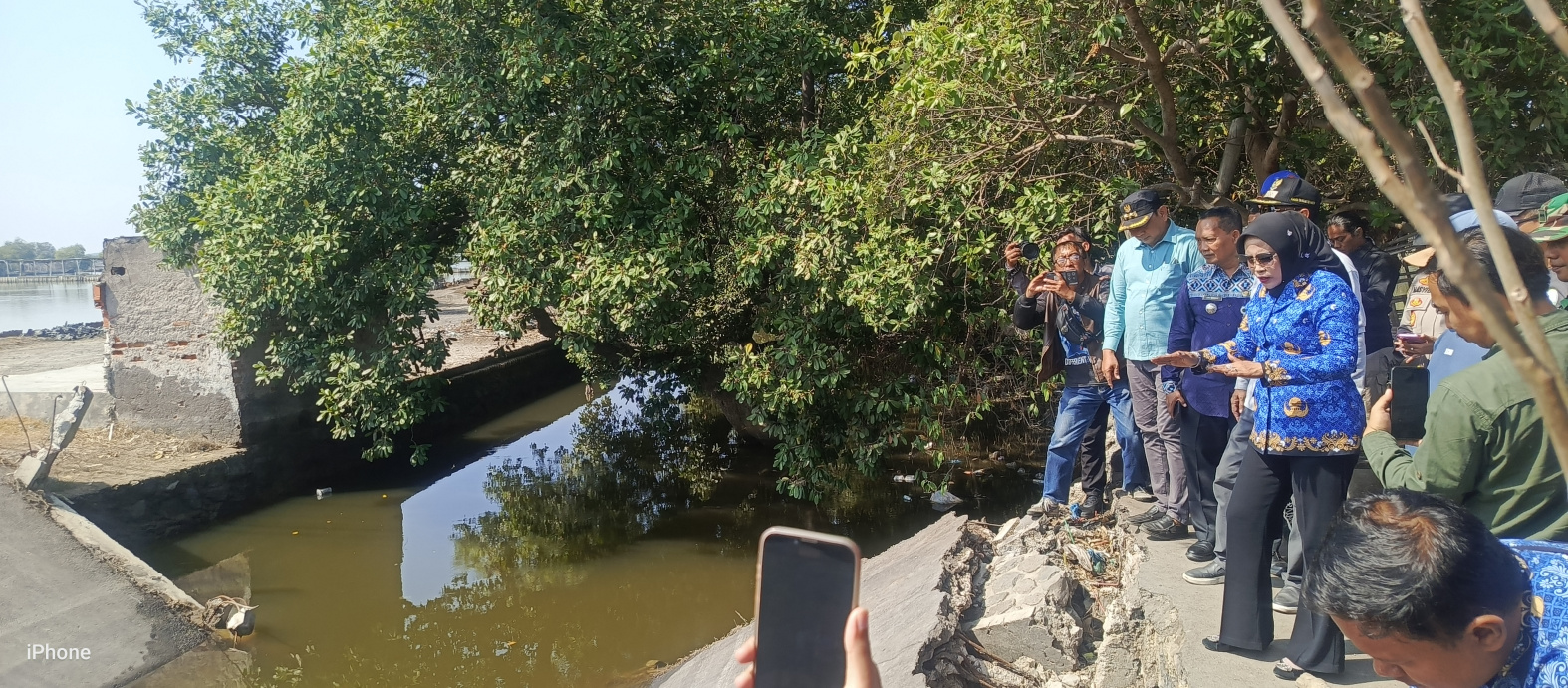 Wabup Mimik Sidak Jembatan Ambruk di Tambak Cemandi Sidoarjo, Akhir Bulan Akan Dibangun