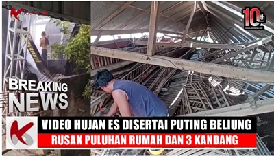 Video Hujan Es Disertai Puting Beliung Rusak Puluhan Rumah dan 3 Kandang di Ngawi