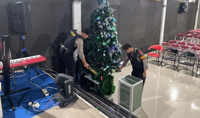 Sat Samapta Polres Ngawi Sterilisasi Gereja, Jaga Keamanan Ibadah Umat Nasrani